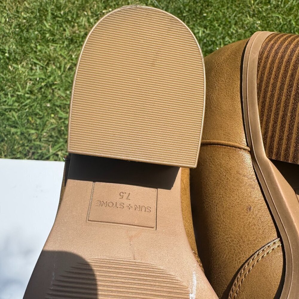 Sun + Stone Boots Brennaa Women's Size 7.5 Tan Western Stitching Cowboy *New* - Picture 4 of 7